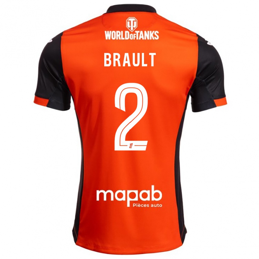ילדים כדורגל Matis Brault #2 שחור כתום ג'רזי ביתית 2025/26