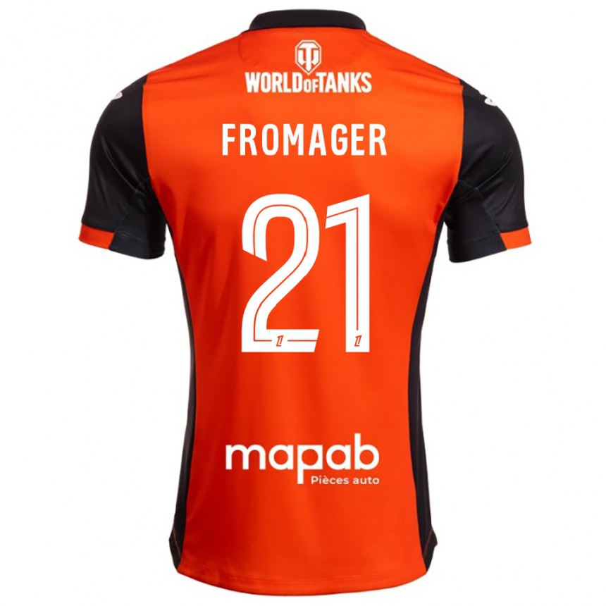 ילדים כדורגל Côme Fromager #21 שחור כתום ג'רזי ביתית 2025/26