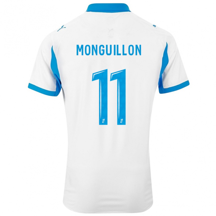 ילדים כדורגל Coralie Monguillon #11 לבן תכלת ג'רזי ביתית 2025/26