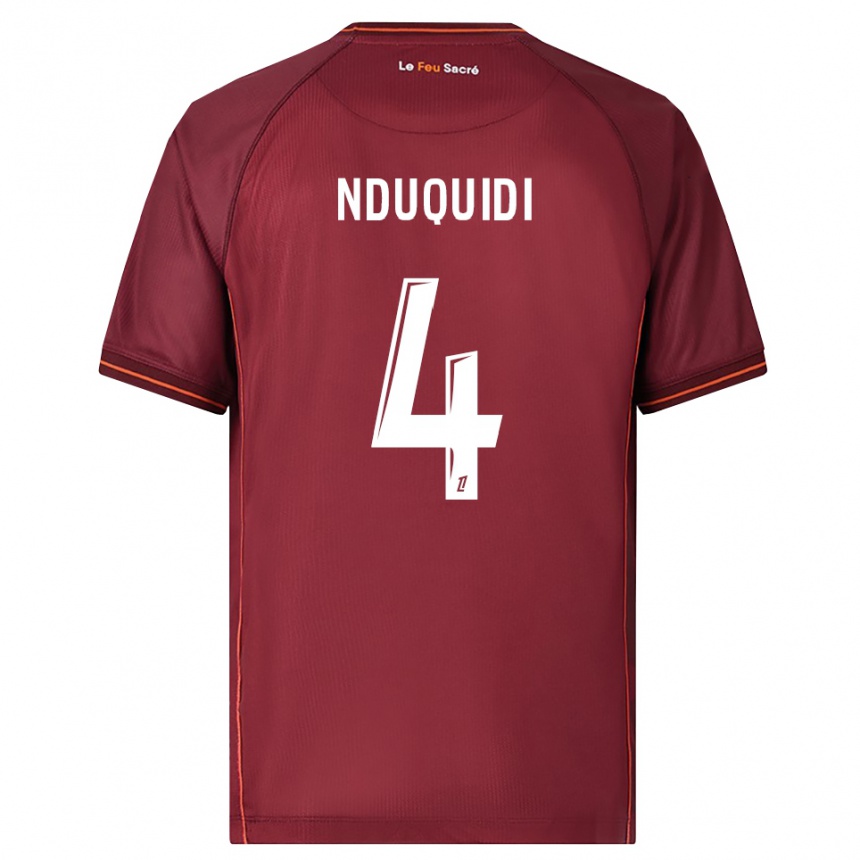 ילדים כדורגל Benjamin Nduquidi #4 בורדו לבן ג'רזי ביתית 2025/26