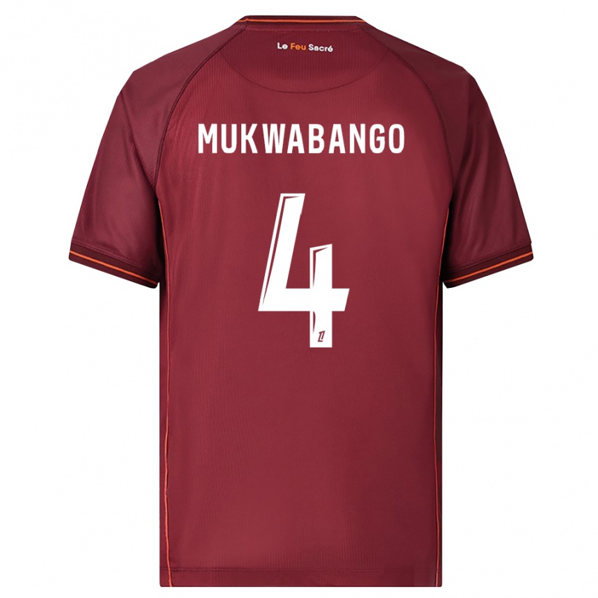 ילדים כדורגל Bénit Mukwabango #4 בורדו לבן ג'רזי ביתית 2025/26