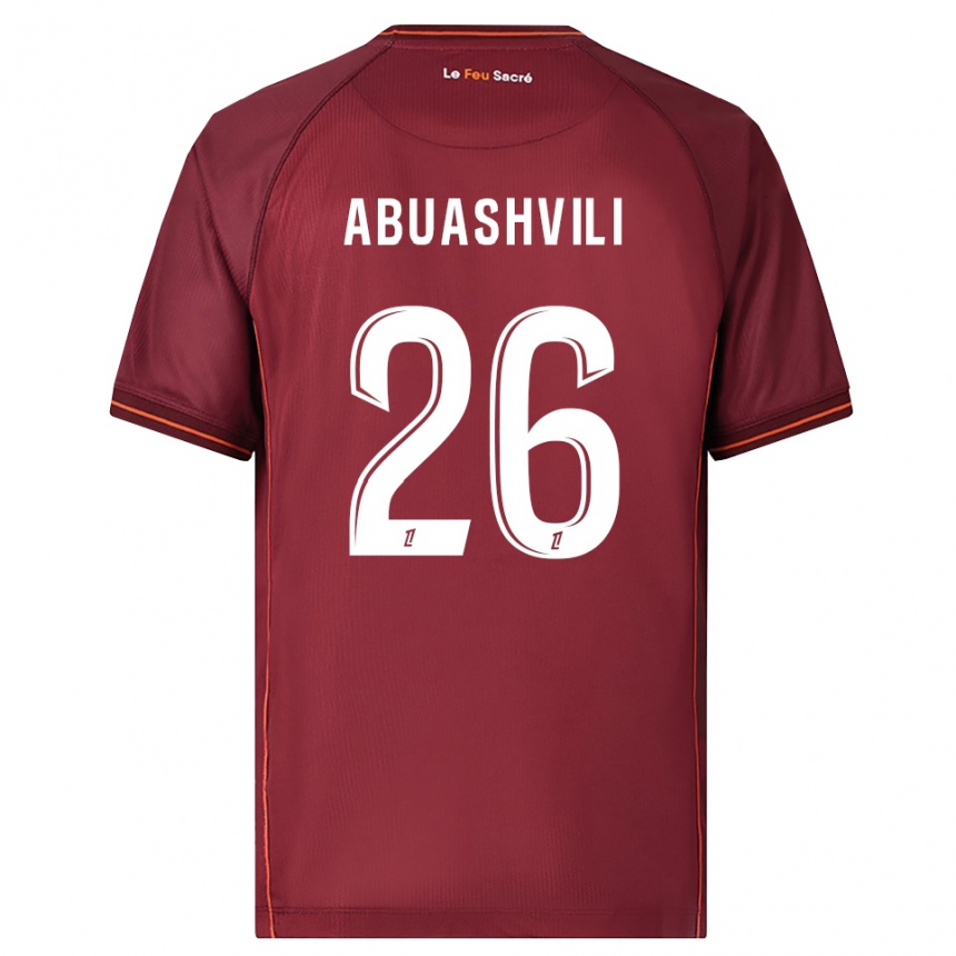 ילדים כדורגל Giorgi Abuashvili #26 בורדו לבן ג'רזי ביתית 2025/26