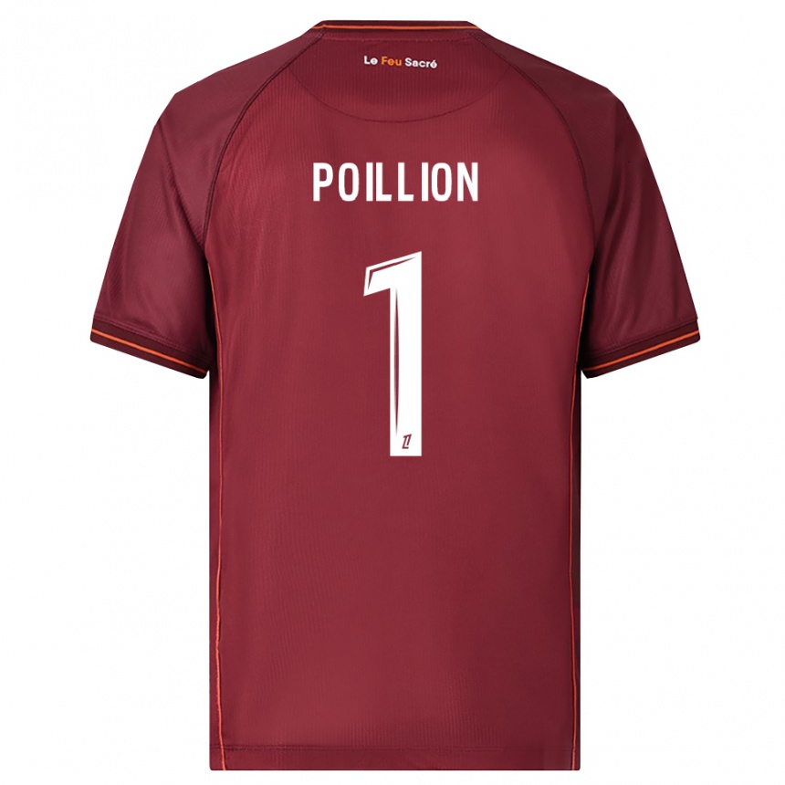ילדים כדורגל Noé Poillion #1 בורדו לבן ג'רזי ביתית 2025/26