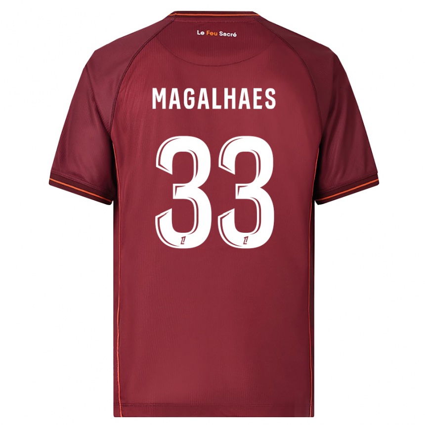ילדים כדורגל Manon Magalhaes #33 בורדו לבן ג'רזי ביתית 2025/26