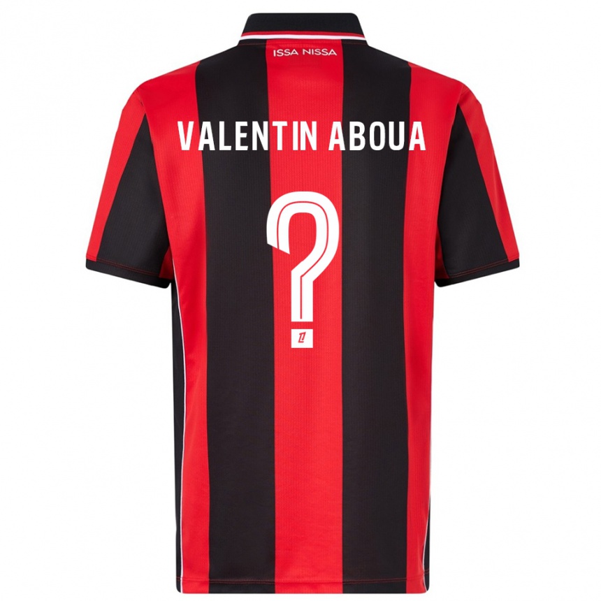 ילדים כדורגל Louis Valentin Aboua #0 אדום שחור ג'רזי ביתית 2025/26