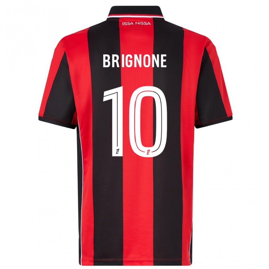 ילדים כדורגל Millan Brignone #10 אדום שחור ג'רזי ביתית 2025/26
