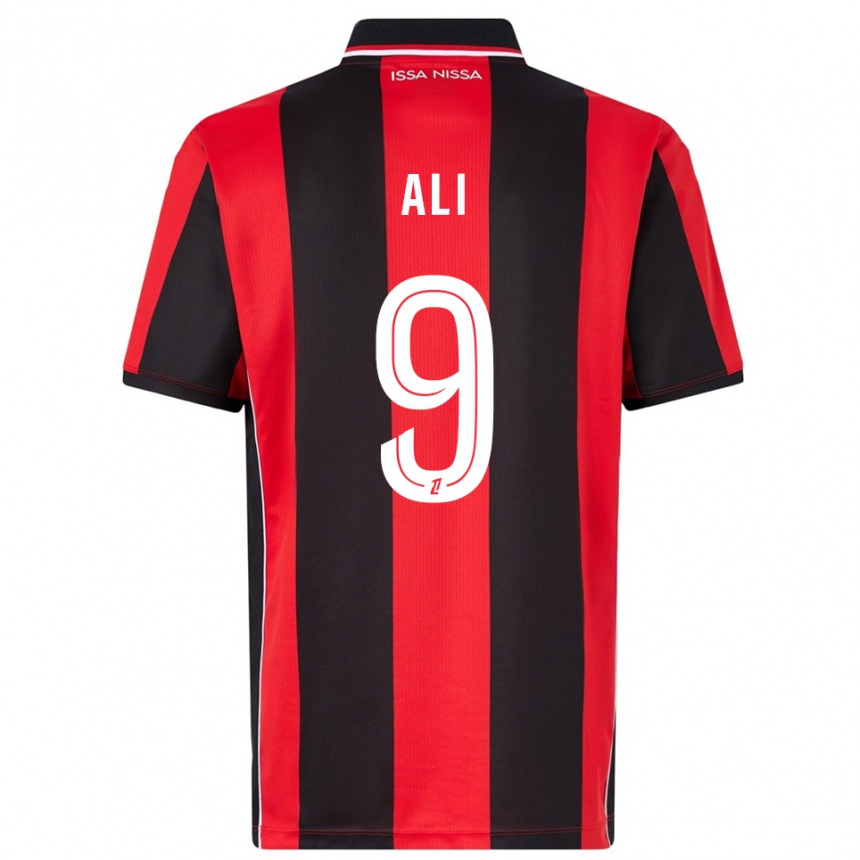 ילדים כדורגל Kéfren Ali #9 אדום שחור ג'רזי ביתית 2025/26