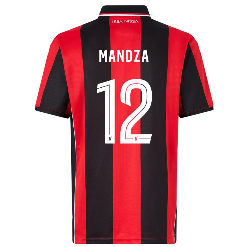 ילדים כדורגל Xavier Mandza #12 אדום שחור ג'רזי ביתית 2025/26