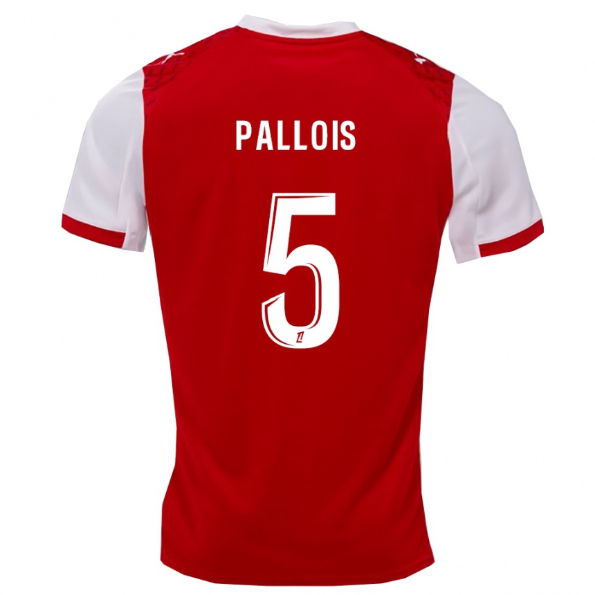 ילדים כדורגל Nicolas Pallois #5 אדום לבן ג'רזי ביתית 2025/26