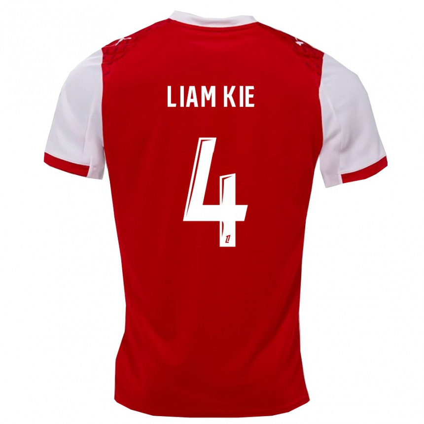 ילדים כדורגל Khalil Liam Kie #4 אדום לבן ג'רזי ביתית 2025/26