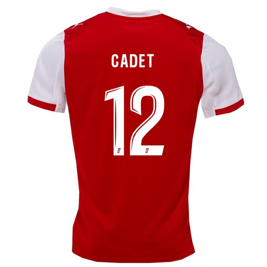 ילדים כדורגל Charlélie Cadet #12 אדום לבן ג'רזי ביתית 2025/26
