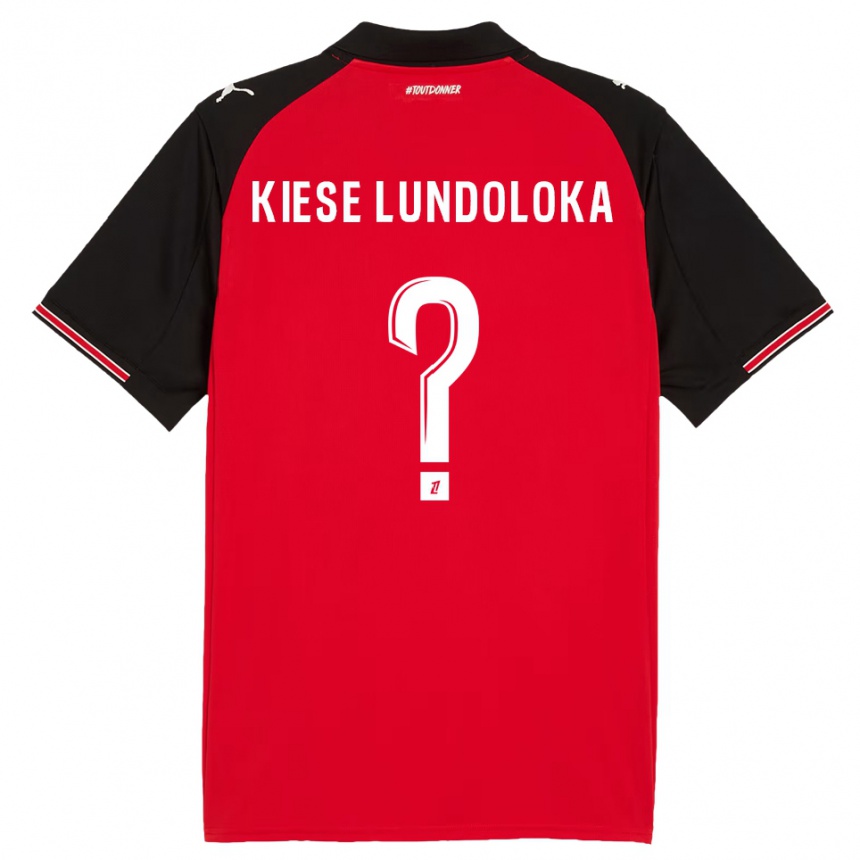 ילדים כדורגל Jeanslor Kiese Lundoloka #0 אדום שחור ג'רזי ביתית 2025/26