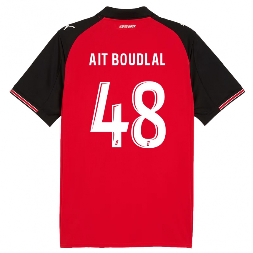 ילדים כדורגל Abdelhamid Ait Boudlal #48 אדום שחור ג'רזי ביתית 2025/26