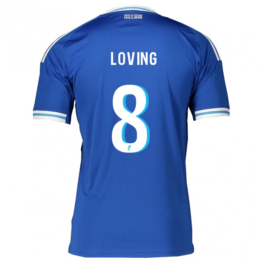 ילדים כדורגל Emma Loving #8 כחול לבן ג'רזי ביתית 2025/26