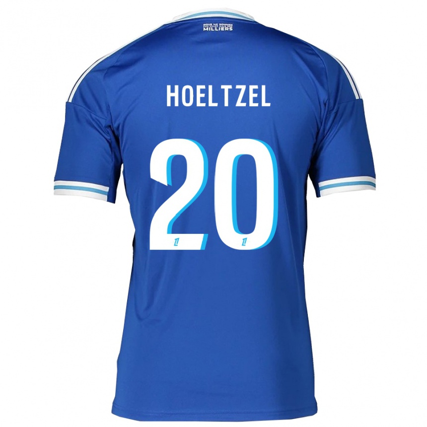 ילדים כדורגל Mégane Hoeltzel #20 כחול לבן ג'רזי ביתית 2025/26