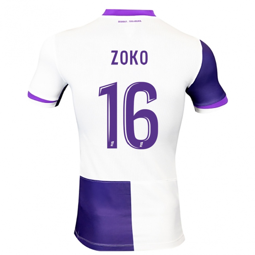 ילדים כדורגל Nathan Zoko #16 סגול לבן ג'רזי ביתית 2025/26