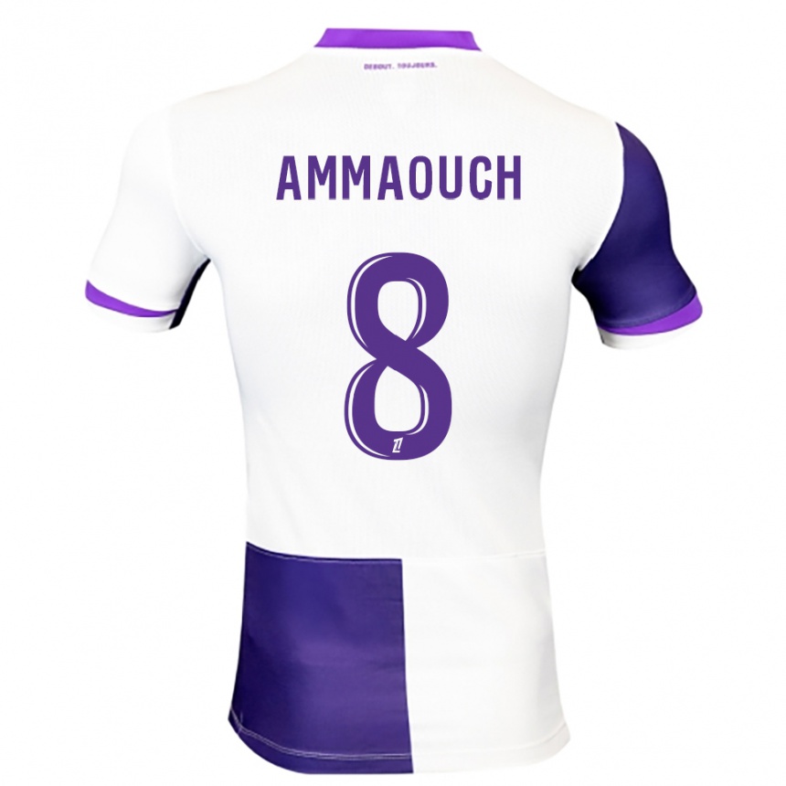 ילדים כדורגל Aymen Ammaouch #8 סגול לבן ג'רזי ביתית 2025/26