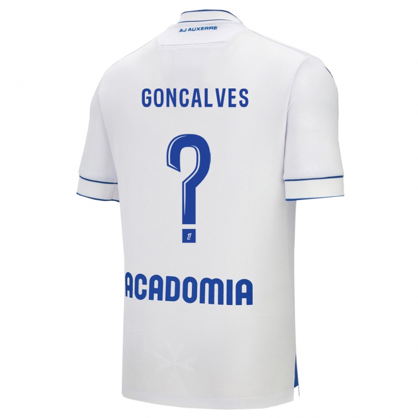 ילדים כדורגל Sorène Goncalves #0 לבן כחול ג'רזי ביתית 2025/26