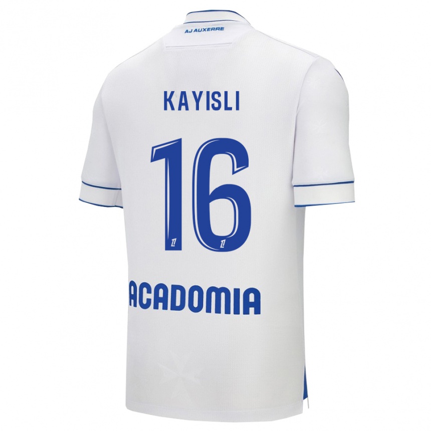 ילדים כדורגל Mehmet Kayisli #16 לבן כחול ג'רזי ביתית 2025/26