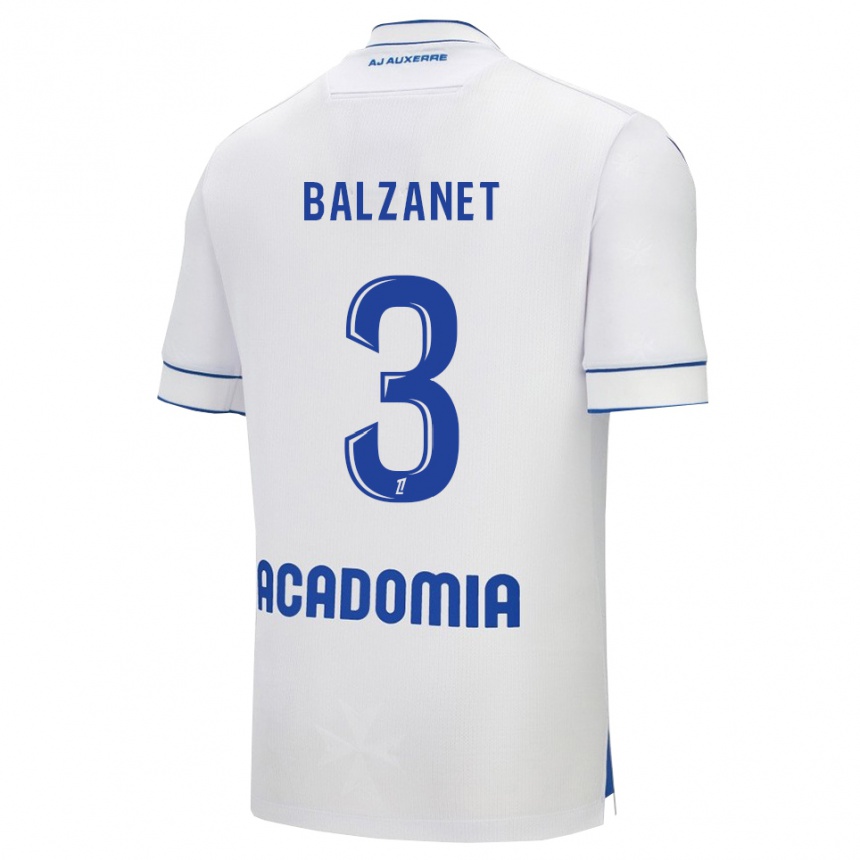 ילדים כדורגל Guillaume Balzanet #3 לבן כחול ג'רזי ביתית 2025/26