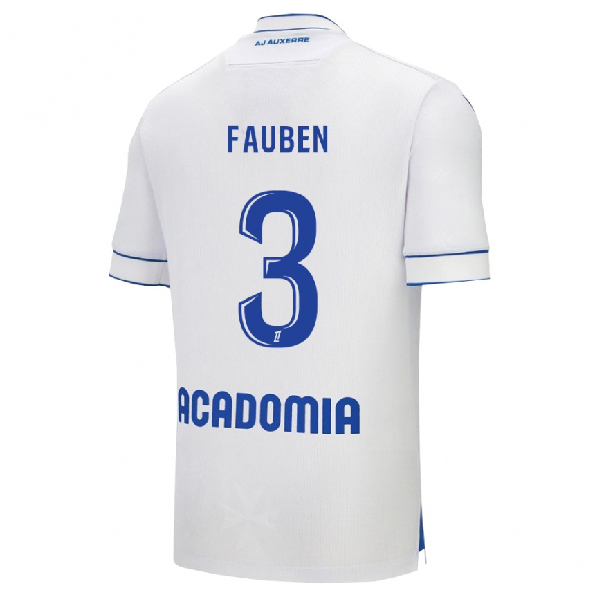 ילדים כדורגל Marc-Allan Fauben #3 לבן כחול ג'רזי ביתית 2025/26