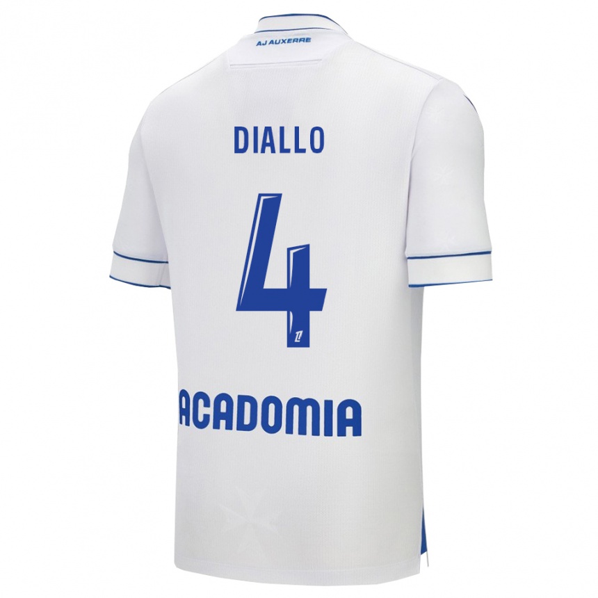 ילדים כדורגל Ibrahim Diallo #4 לבן כחול ג'רזי ביתית 2025/26