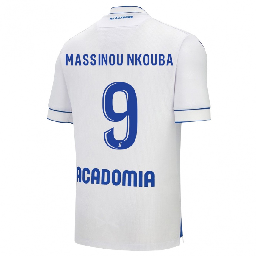 ילדים כדורגל Pierre Massinou Nkouba #9 לבן כחול ג'רזי ביתית 2025/26