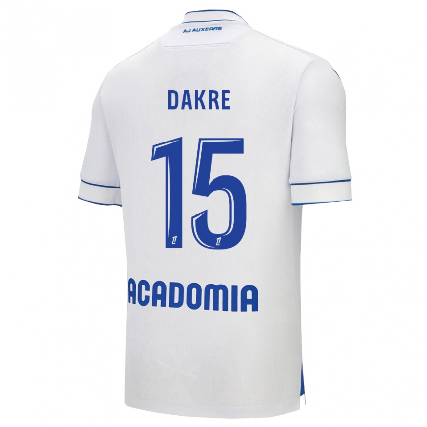 ילדים כדורגל Valentin Dakre #15 לבן כחול ג'רזי ביתית 2025/26