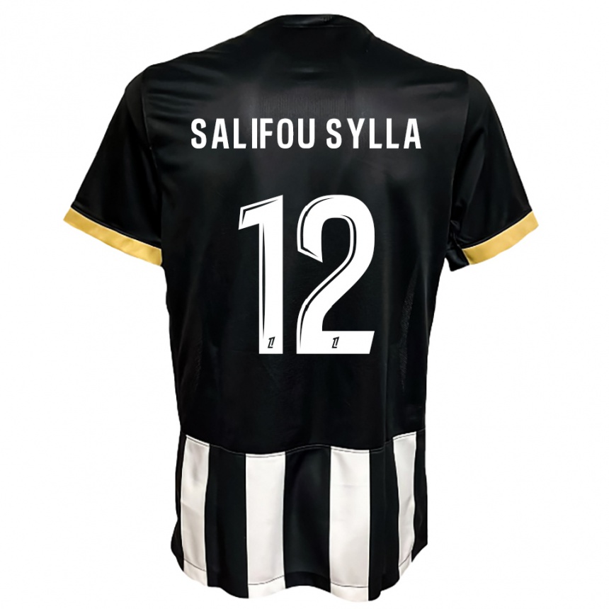 ילדים כדורגל Salifou Sylla #12 שחור לבן ג'רזי ביתית 2025/26