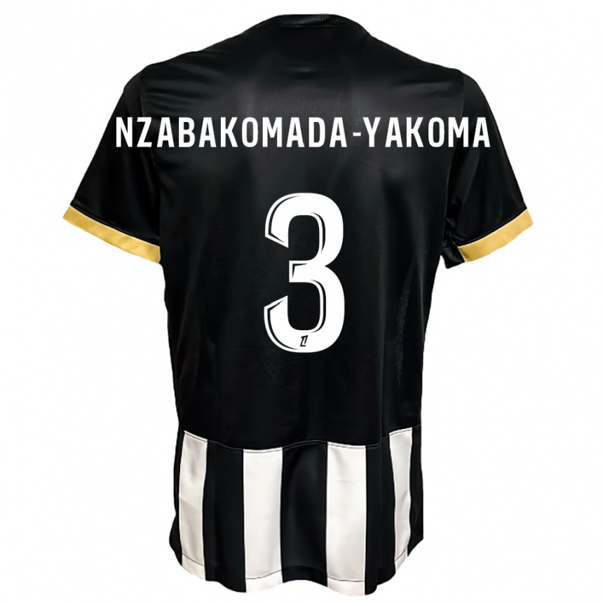 ילדים כדורגל Raphaël Nzabakomada-Yakoma #3 שחור לבן ג'רזי ביתית 2025/26
