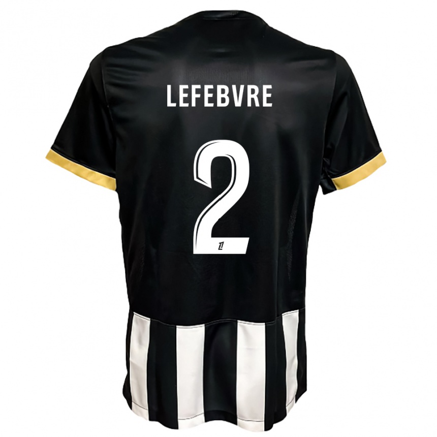 ילדים כדורגל Théo Lefebvre #2 שחור לבן ג'רזי ביתית 2025/26