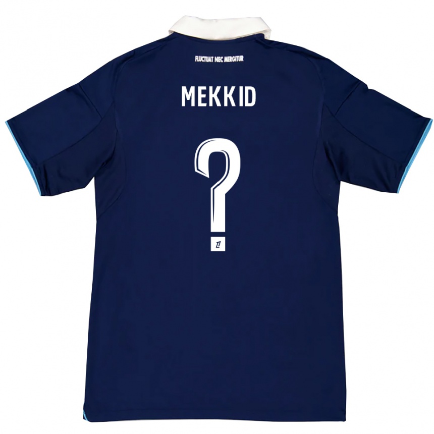 ילדים כדורגל Ayoub Mekkid #0 כחול כהה לבן ג'רזי ביתית 2025/26
