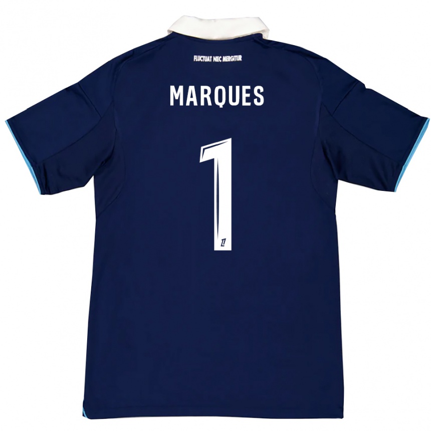 ילדים כדורגל Inès Marques #1 כחול כהה לבן ג'רזי ביתית 2025/26