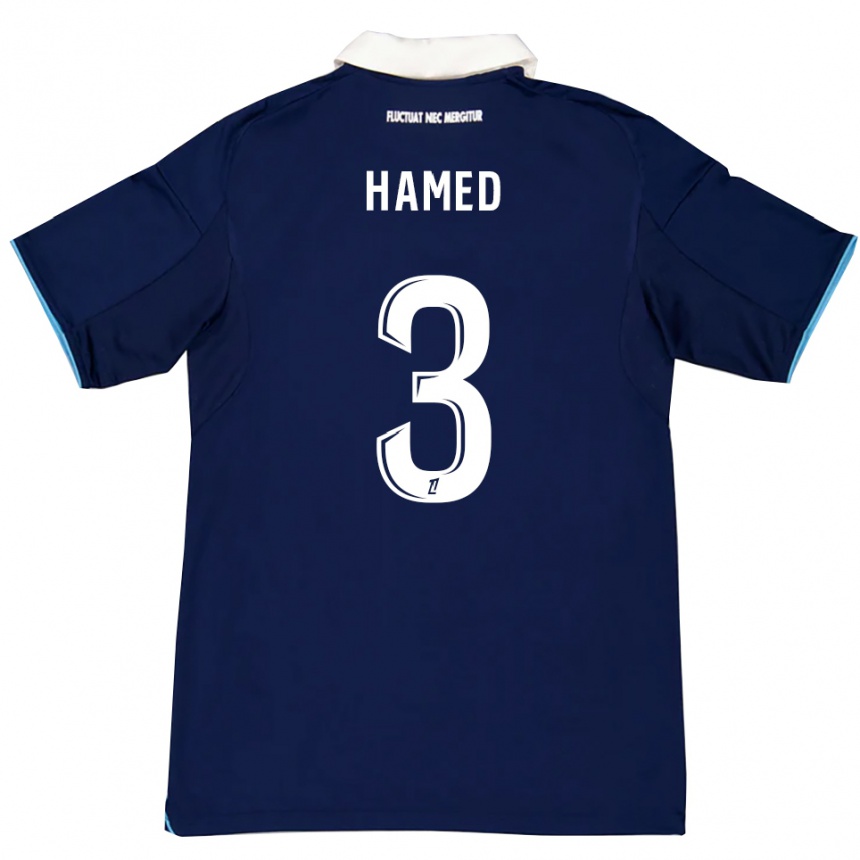 ילדים כדורגל Noah Hamed #3 כחול כהה לבן ג'רזי ביתית 2025/26