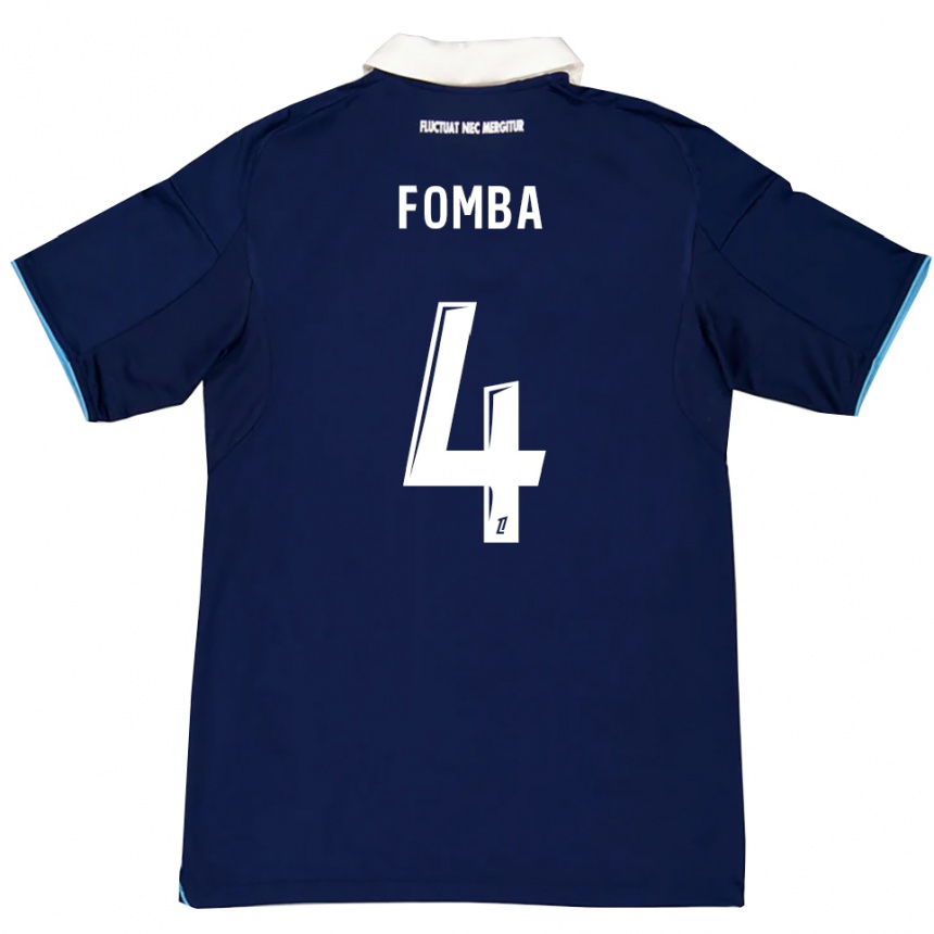 ילדים כדורגל Ibrahim Fomba #4 כחול כהה לבן ג'רזי ביתית 2025/26