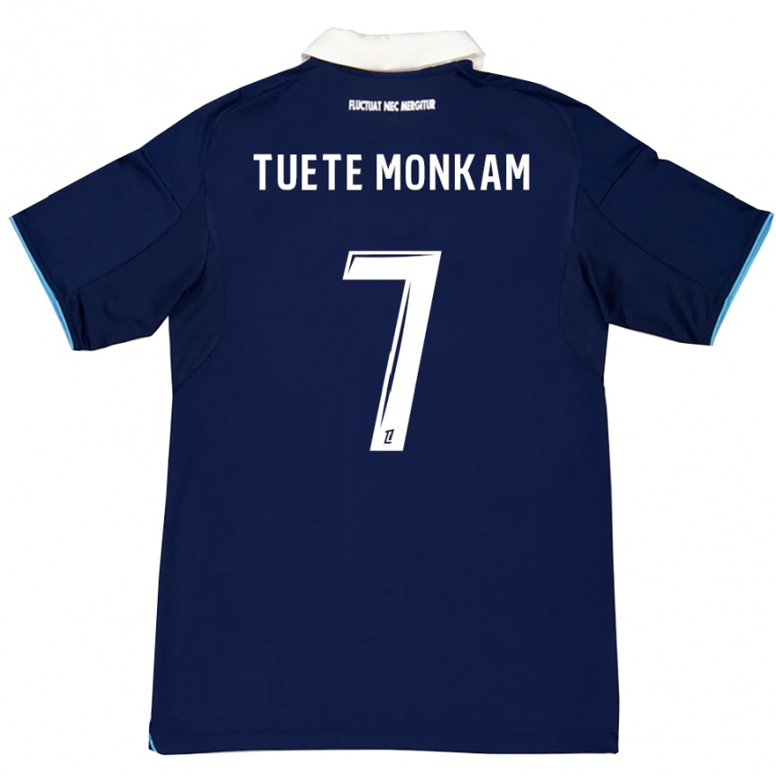 ילדים כדורגל Malcolm Tuete Monkam #7 כחול כהה לבן ג'רזי ביתית 2025/26