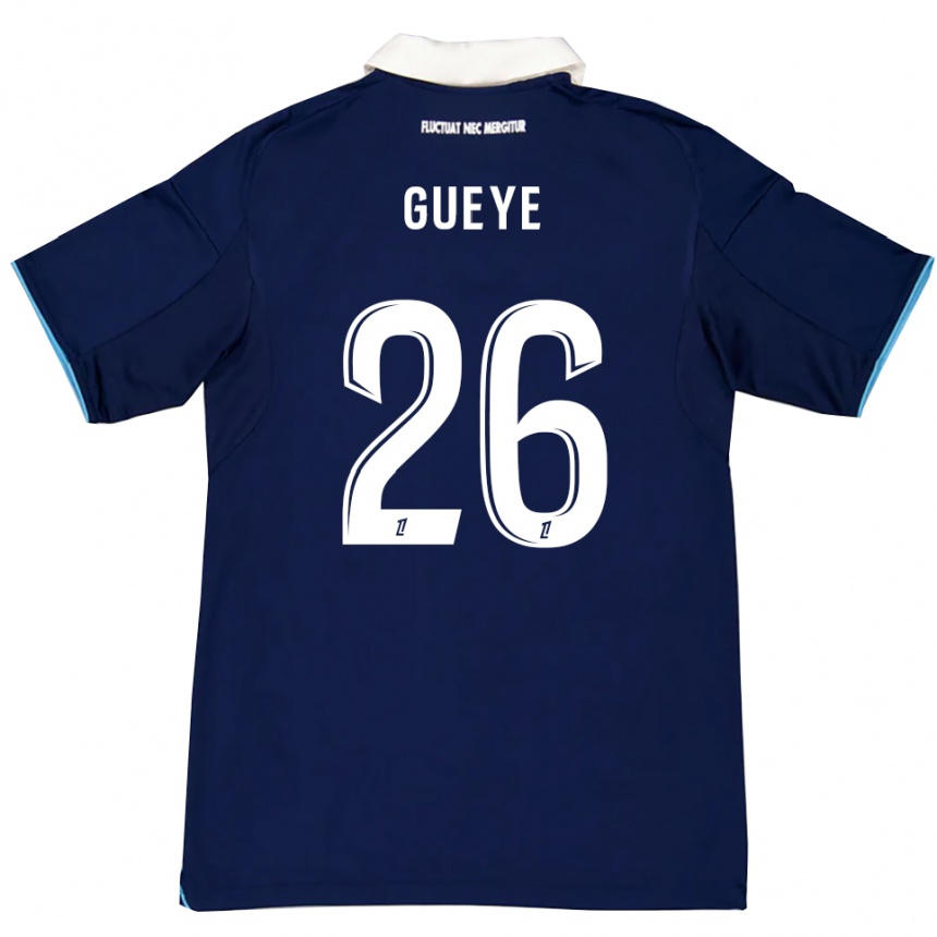 ילדים כדורגל Lamine Gueye #26 כחול כהה לבן ג'רזי ביתית 2025/26