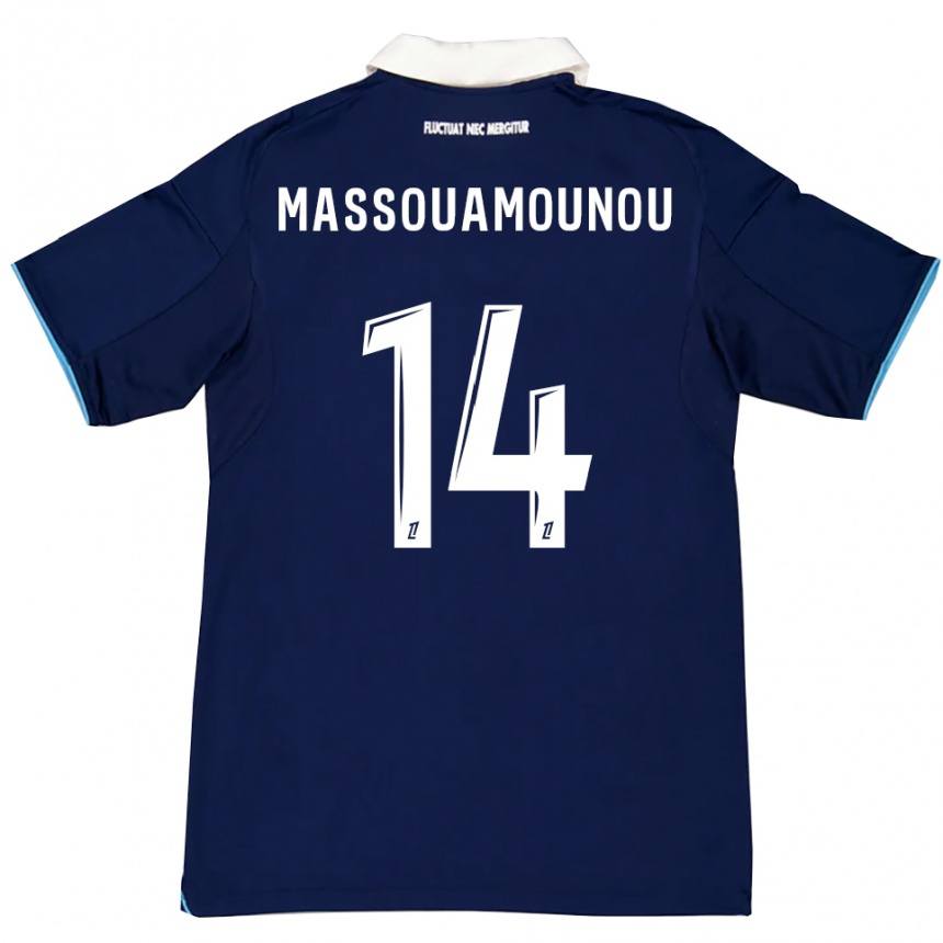 ילדים כדורגל Patino Massouamounou #14 כחול כהה לבן ג'רזי ביתית 2025/26