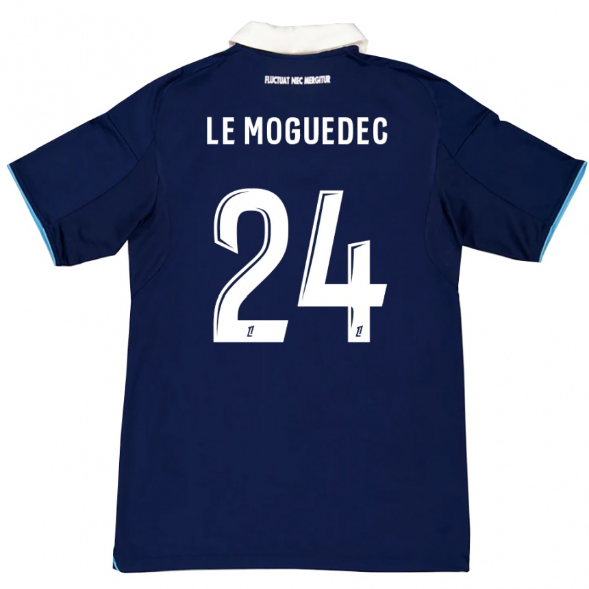 ילדים כדורגל Anaële Le Moguedec #24 כחול כהה לבן ג'רזי ביתית 2025/26