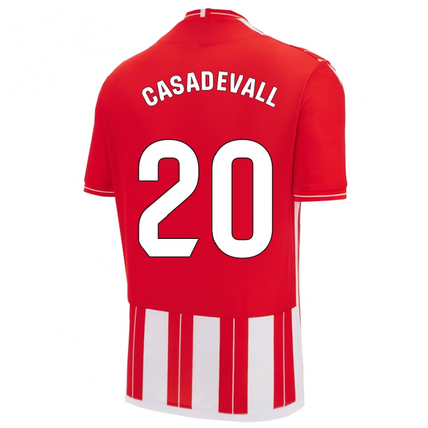 ילדים כדורגל Marçal Casadevall #20 אדום לבן ג'רזי ביתית 2025/26