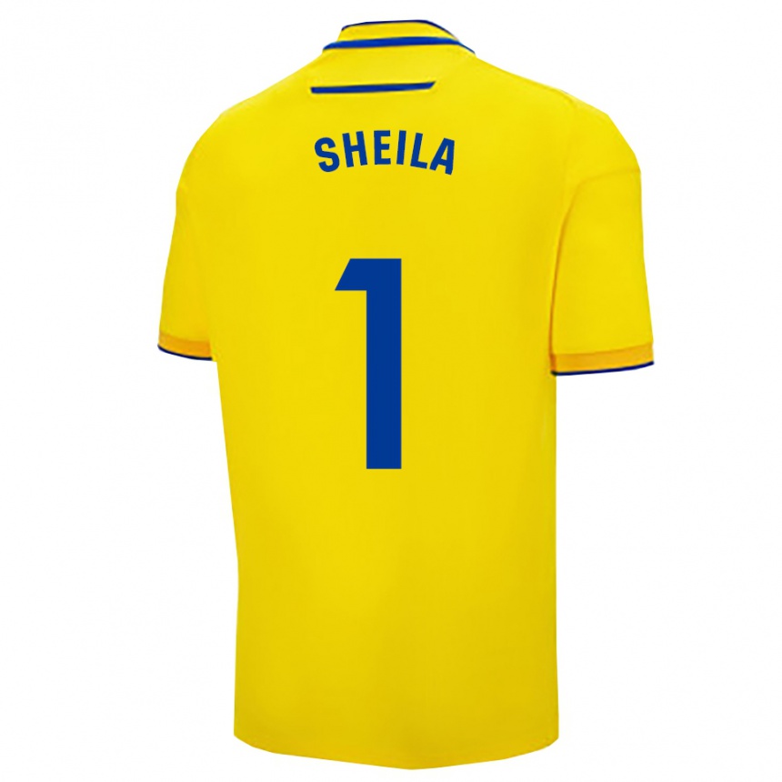 ילדים כדורגל Sheila Ibañez Campillo #1 צהוב נייבי ג'רזי ביתית 2025/26