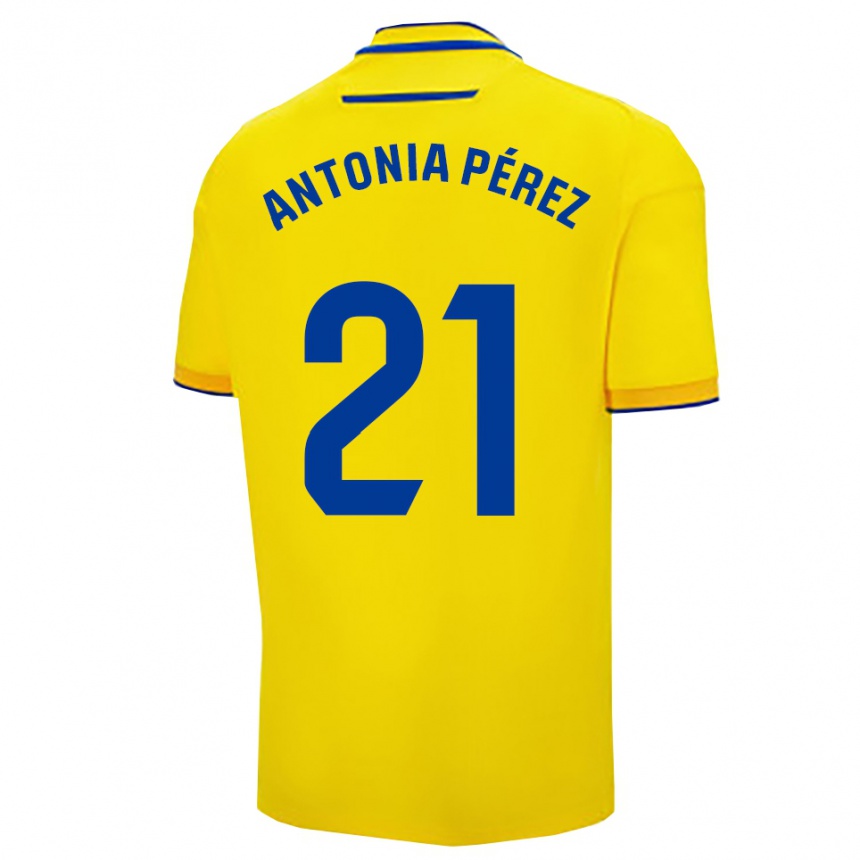 ילדים כדורגל Antonia Pérez Lopez #21 צהוב נייבי ג'רזי ביתית 2025/26