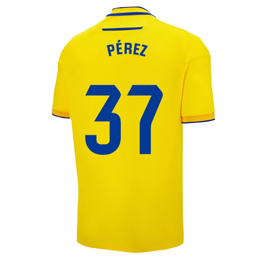 ילדים כדורגל David Pérez #37 צהוב נייבי ג'רזי ביתית 2025/26