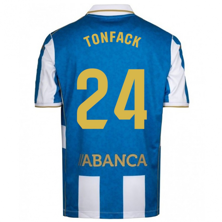 ילדים כדורגל Bil Dornol Nsongo Tonfack #24 לבן כחול ג'רזי ביתית 2025/26