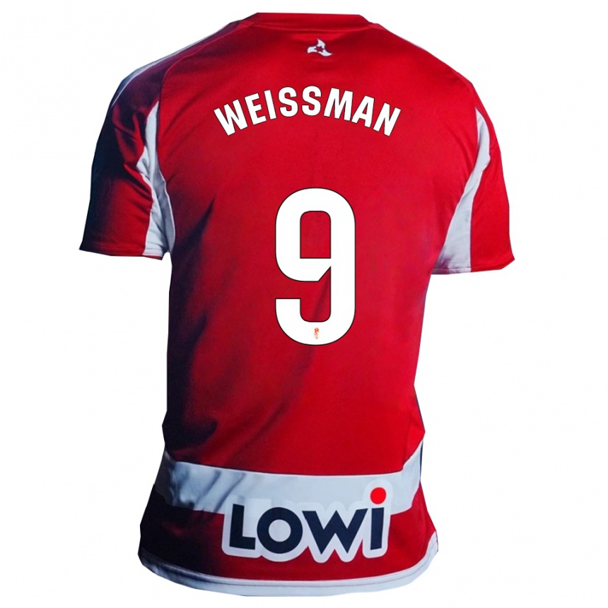 ילדים כדורגל שון וייסמן #9 אדום לבן ג'רזי ביתית 2025/26