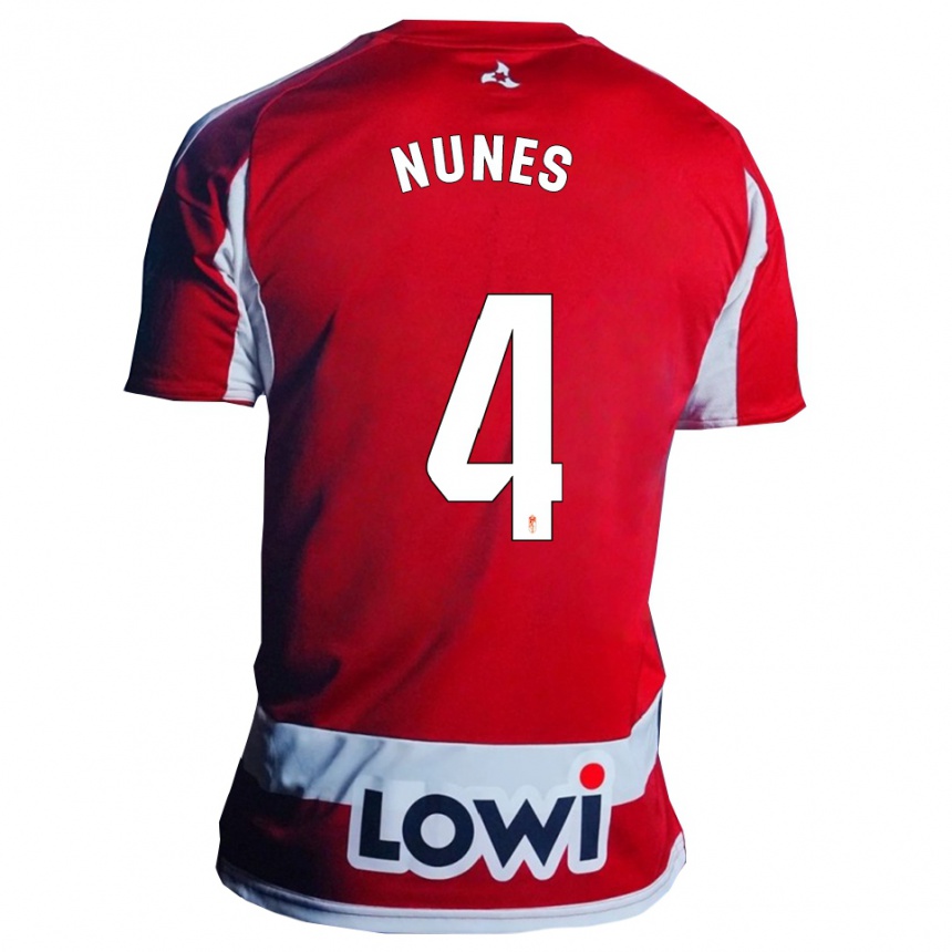 ילדים כדורגל David Nunes #4 אדום לבן ג'רזי ביתית 2025/26