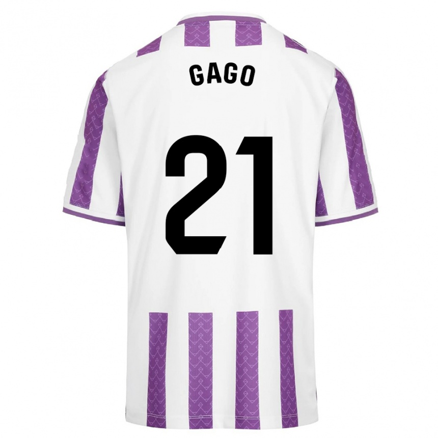 ילדים כדורגל Lucía Gago Sánchez #21 סגול לבן ג'רזי ביתית 2025/26