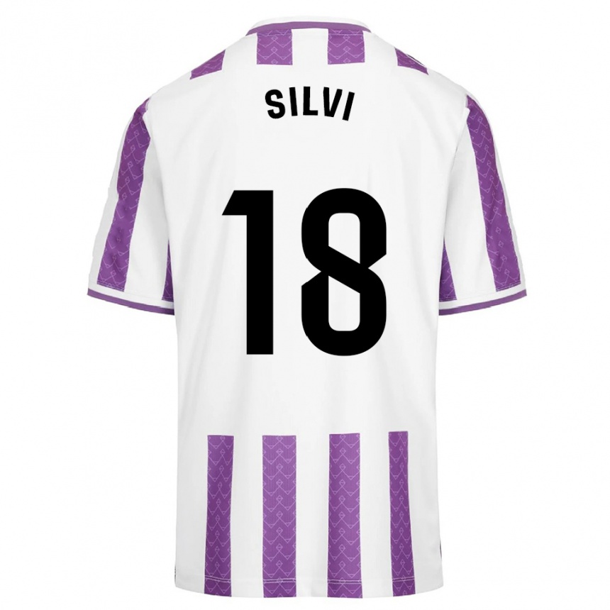 ילדים כדורגל Silvia Fernandez Pocero #18 סגול לבן ג'רזי ביתית 2025/26