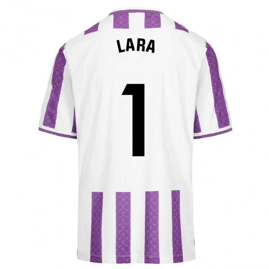 ילדים כדורגל Lara Lara De Las Heras Coello #1 סגול לבן ג'רזי ביתית 2025/26
