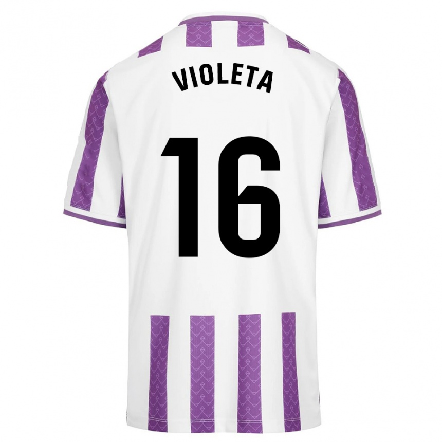ילדים כדורגל Violeta Antón Guerrero #16 סגול לבן ג'רזי ביתית 2025/26
